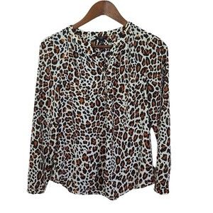 Talbots Animal Print Pull Over Blouse Small Womens